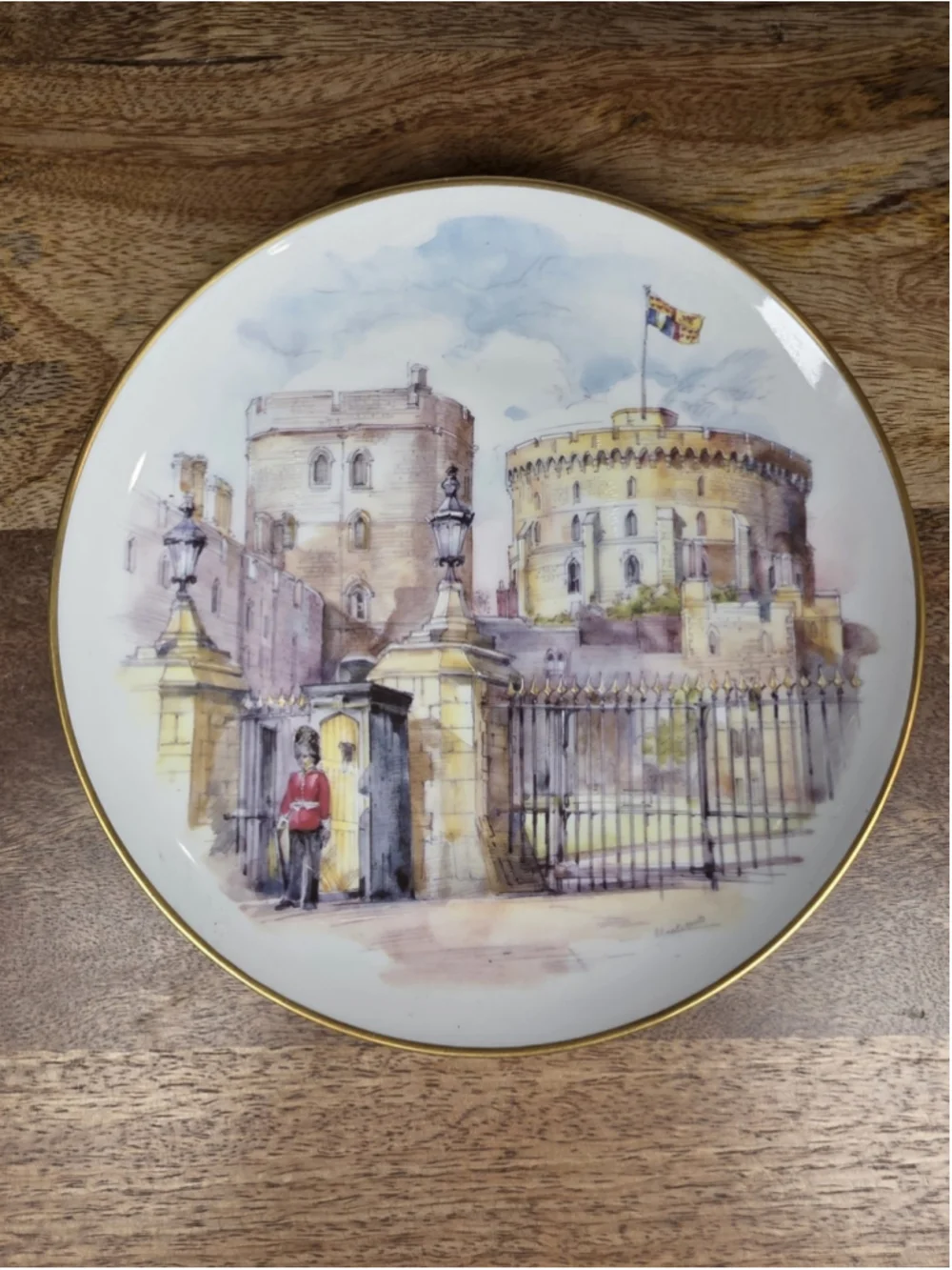VTG Gloria Bayreuth Old English Castle Plates England Set 4 Germany 24K Gold